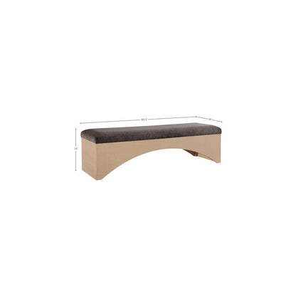 Lawson Brown Velour Fur Fabric Bench