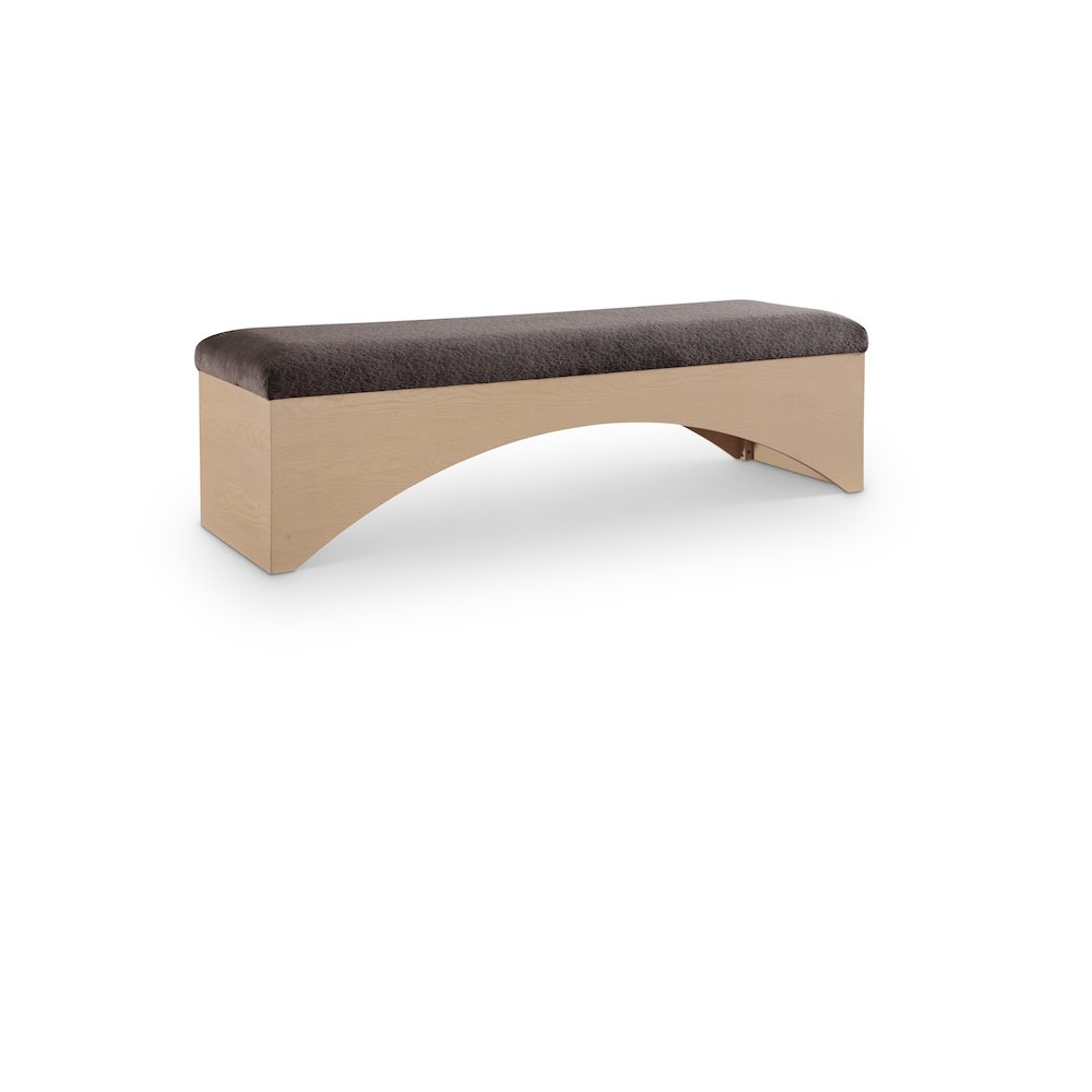 Lawson Brown Velour Fur Fabric Bench