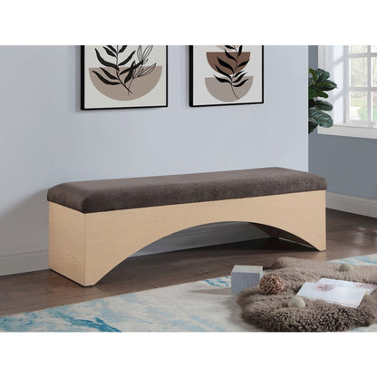 Lawson Brown Velour Fur Fabric Bench