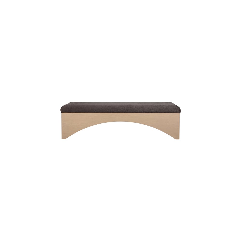 Lawson Brown Velour Fur Fabric Bench