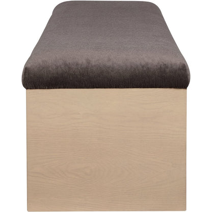 Lawson Brown Velour Fur Fabric Bench