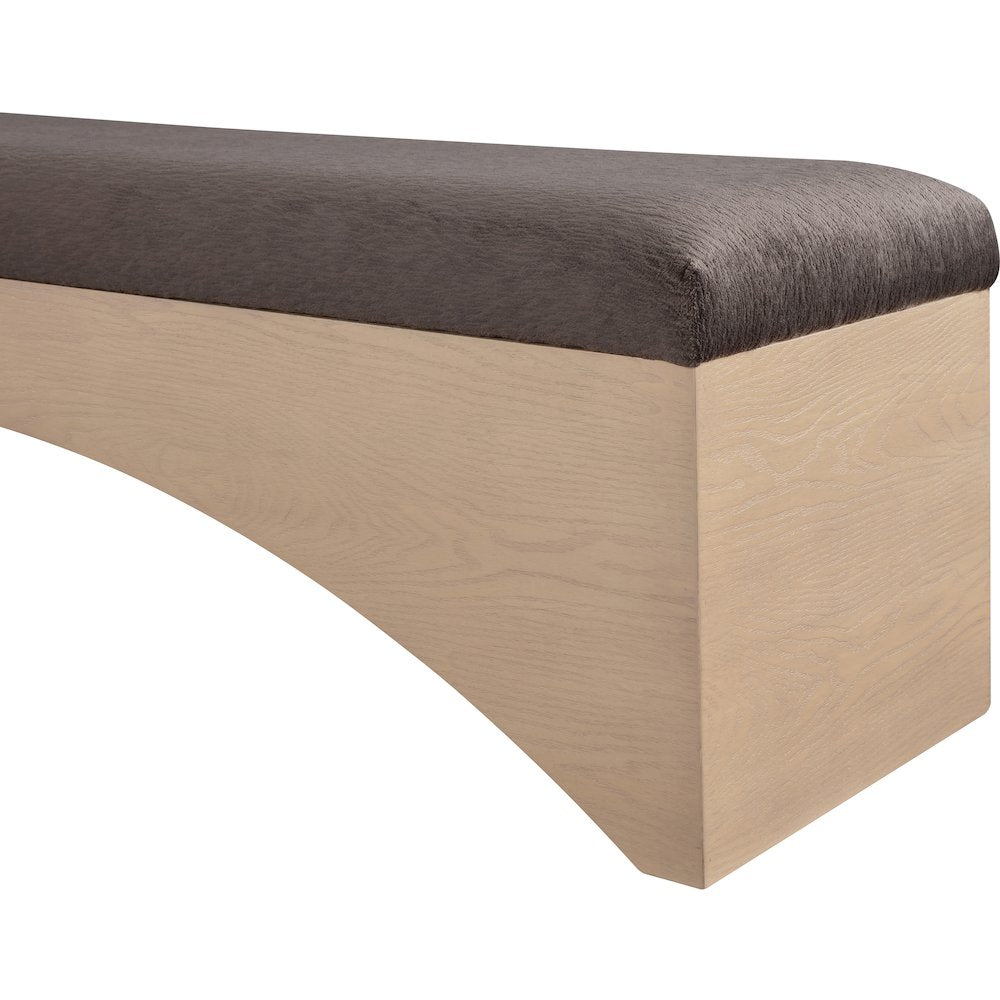 Lawson Brown Velour Fur Fabric Bench