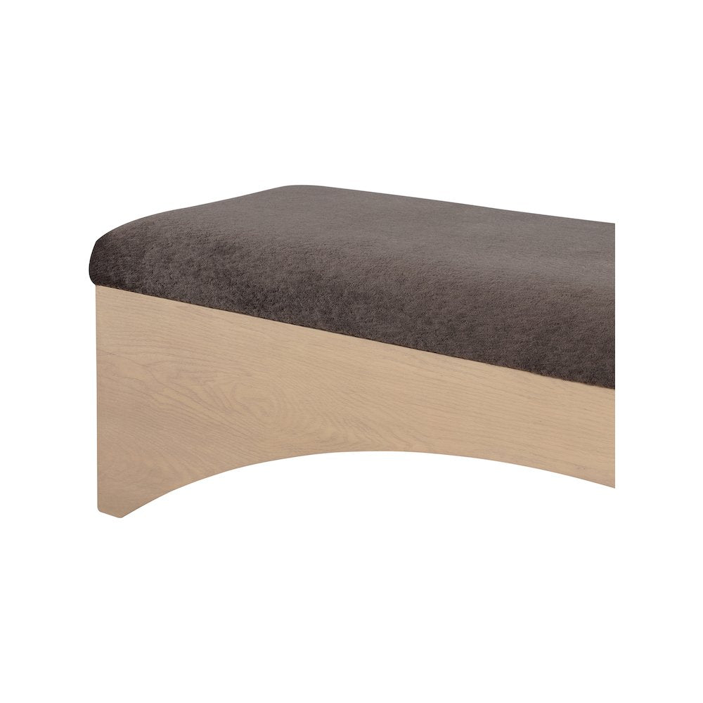 Lawson Brown Velour Fur Fabric Bench