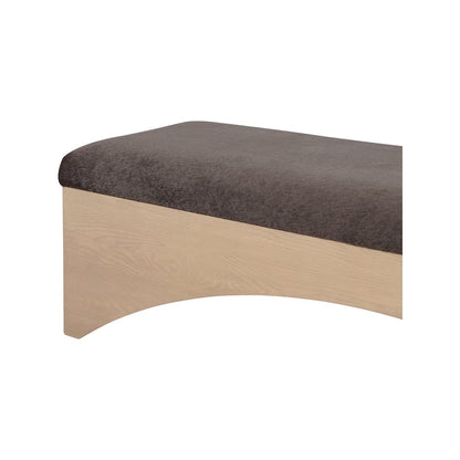Lawson Brown Velour Fur Fabric Bench