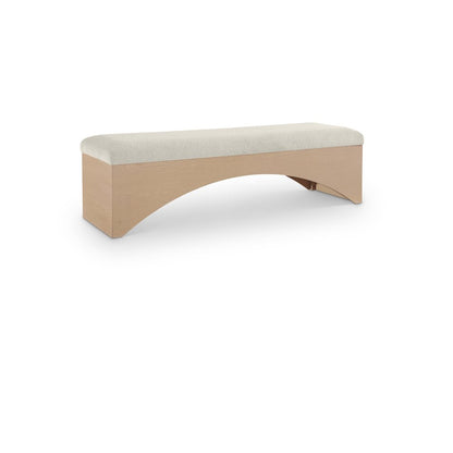 Lawson Cream Velour Fur Fabric Bench