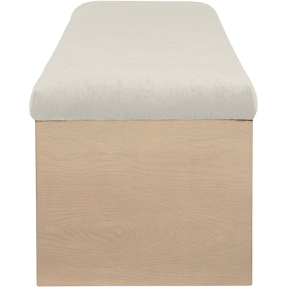 Lawson Cream Velour Fur Fabric Bench