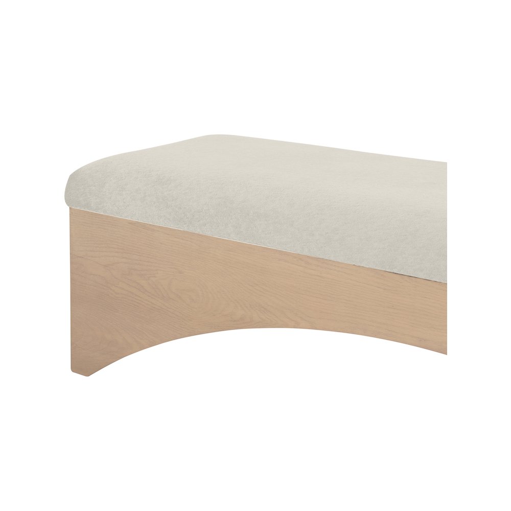 Lawson Cream Velour Fur Fabric Bench