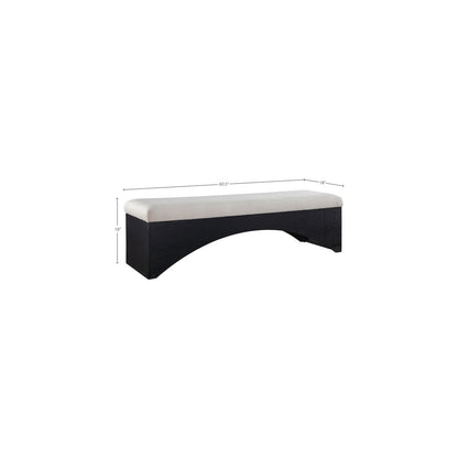 Lawson Beige Velour Fur Fabric Bench