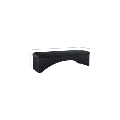 Lawson Black Velour Fur Fabric Bench