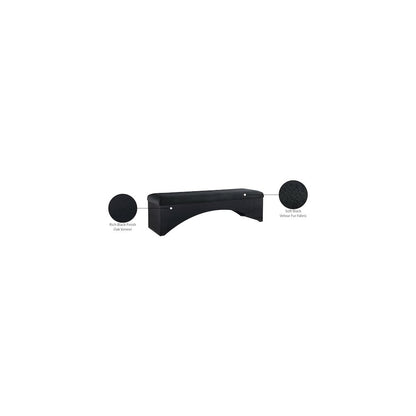 Lawson Black Velour Fur Fabric Bench