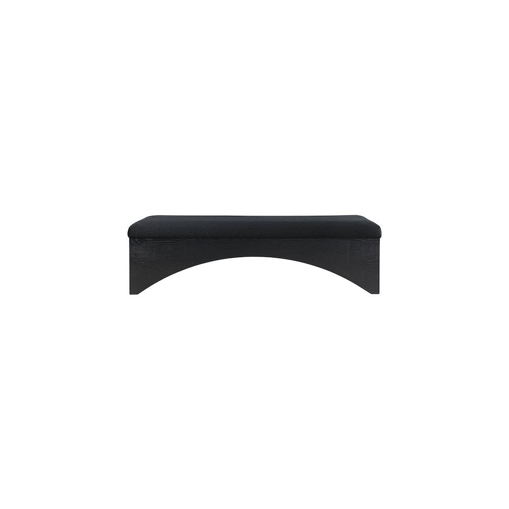 Lawson Black Velour Fur Fabric Bench