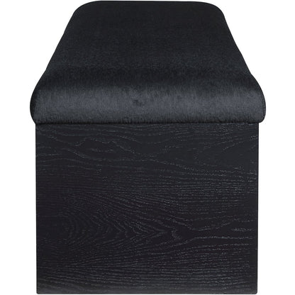 Lawson Black Velour Fur Fabric Bench