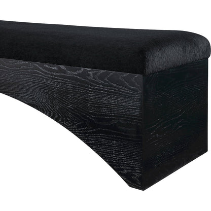 Lawson Black Velour Fur Fabric Bench