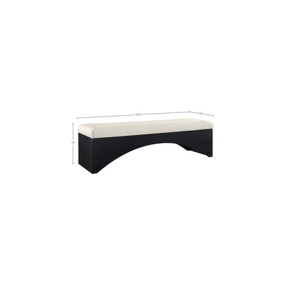 Lawson Cream Velour Fur Fabric Bench