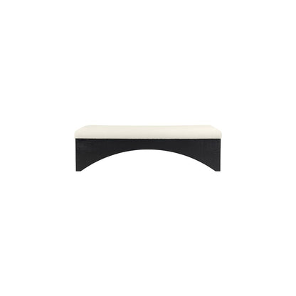 Lawson Cream Velour Fur Fabric Bench