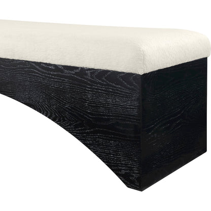 Lawson Cream Velour Fur Fabric Bench