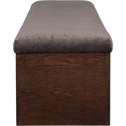 Lawson Brown Velour Fur Fabric Bench