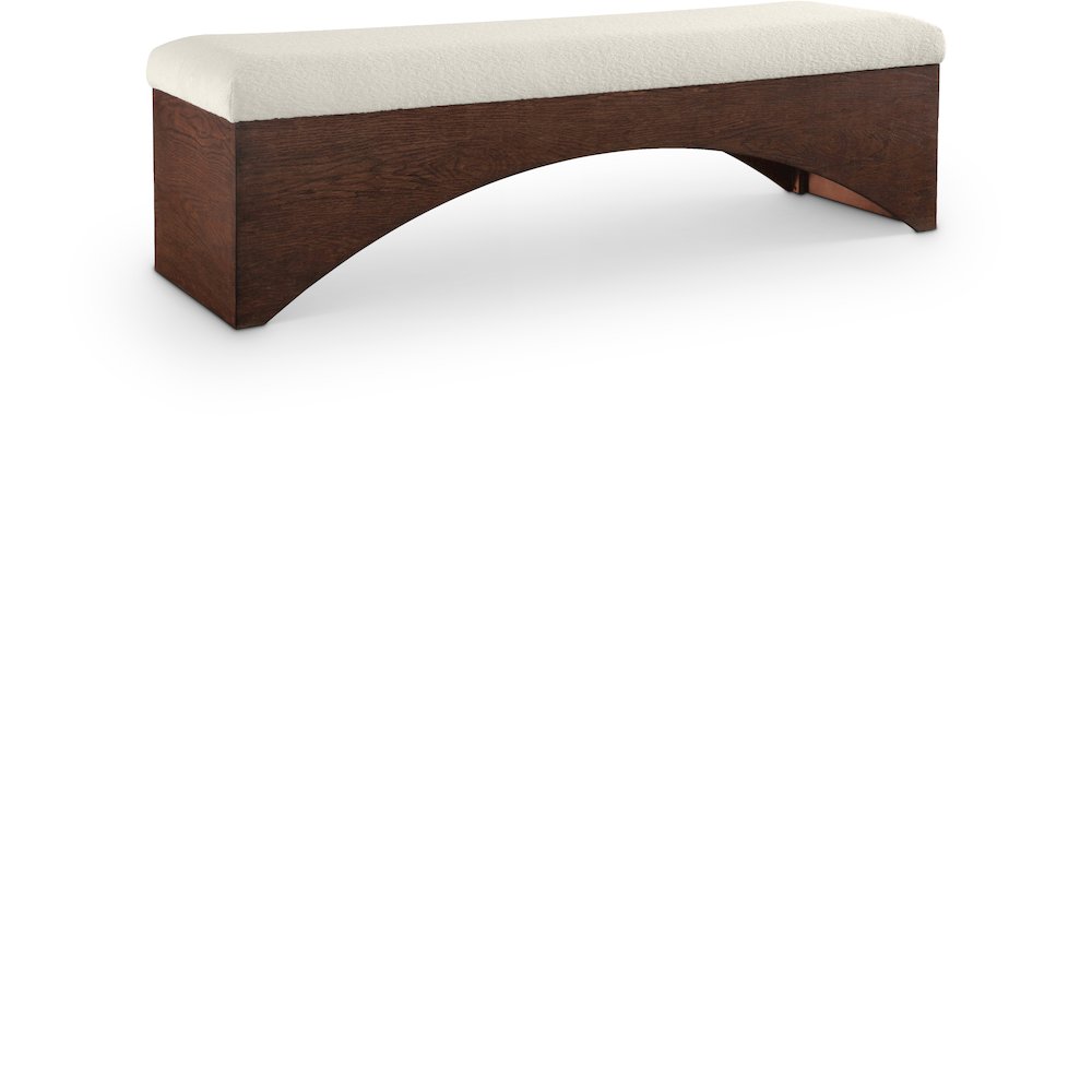 Lawson Cream Velour Fur Fabric Bench