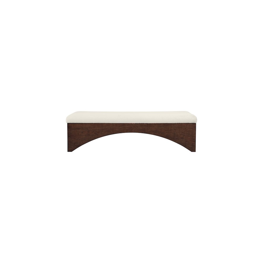 Lawson Cream Velour Fur Fabric Bench