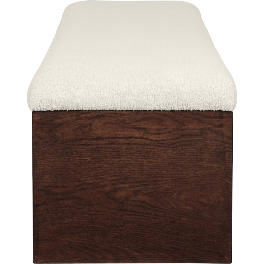 Lawson Cream Velour Fur Fabric Bench