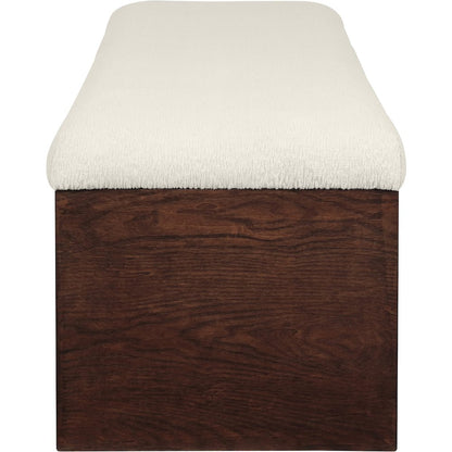 Lawson Cream Velour Fur Fabric Bench