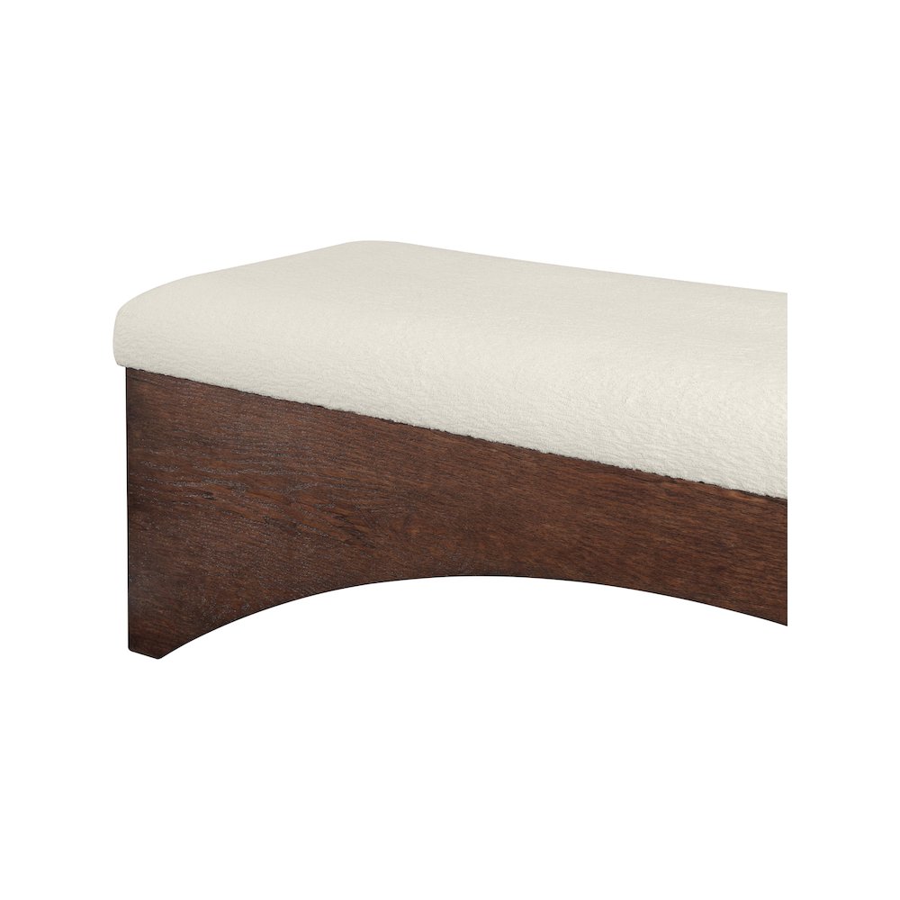 Lawson Cream Velour Fur Fabric Bench