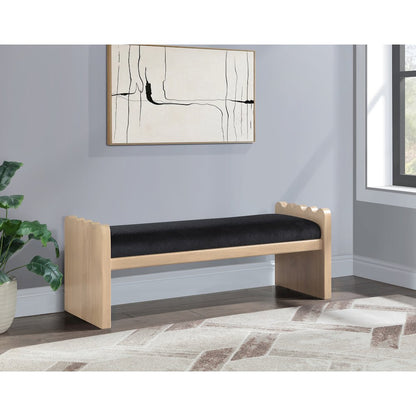 Sonia Black Velour Fur Fabric Bench