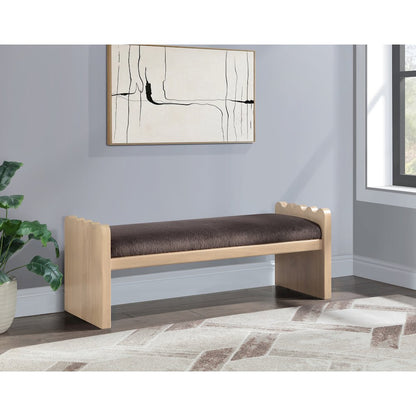 Sonia Brown Velour Fur Fabric Bench