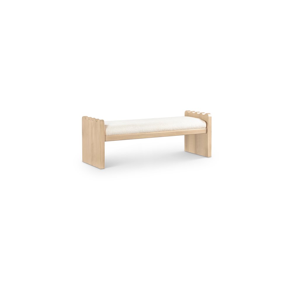 Sonia Cream Velour Fur Fabric Bench