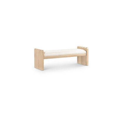 Sonia Cream Velour Fur Fabric Bench