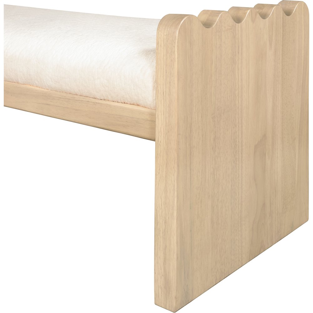 Sonia Cream Velour Fur Fabric Bench