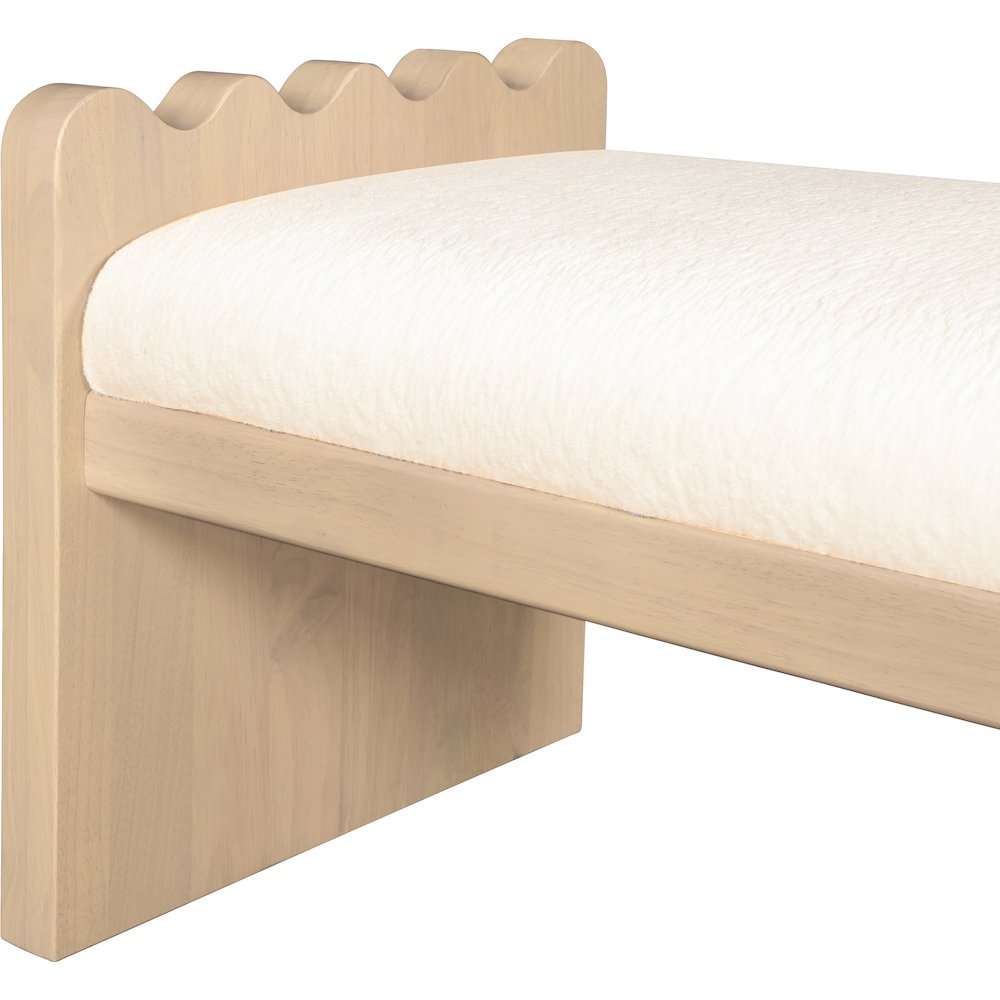 Sonia Cream Velour Fur Fabric Bench