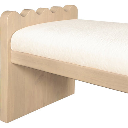 Sonia Cream Velour Fur Fabric Bench
