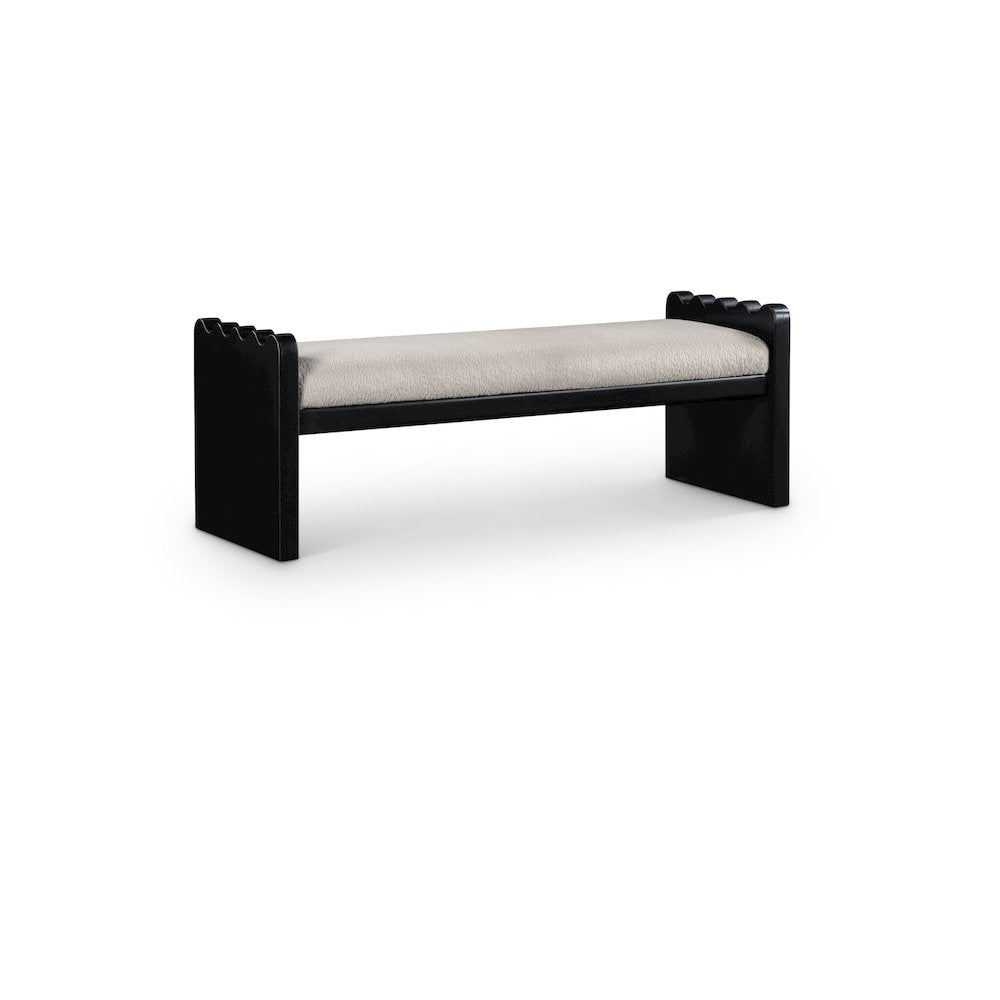 Sonia Beige Velour Fur Fabric Bench