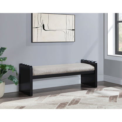 Sonia Beige Velour Fur Fabric Bench