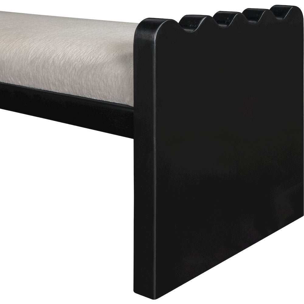 Sonia Beige Velour Fur Fabric Bench