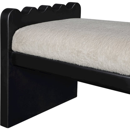 Sonia Beige Velour Fur Fabric Bench