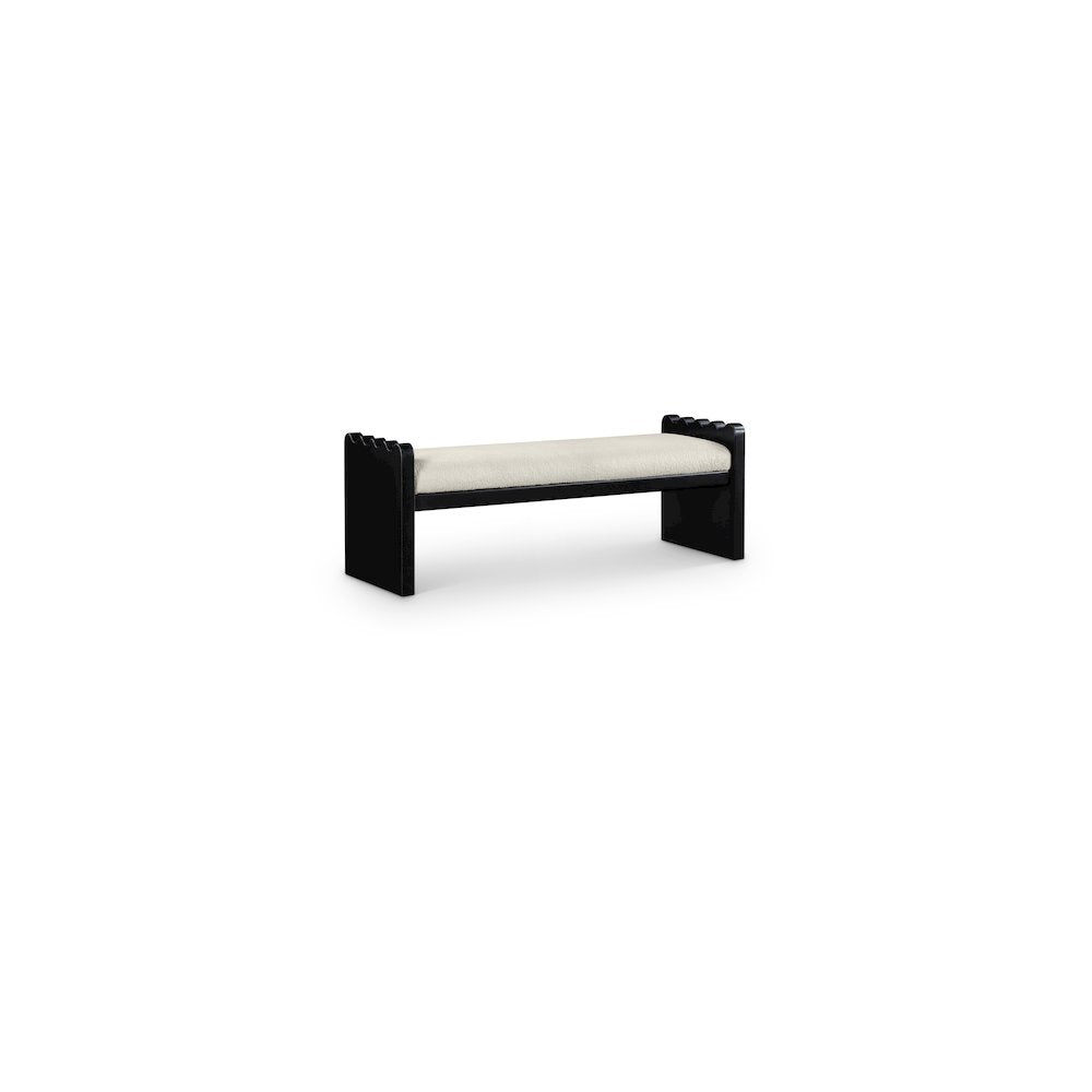 Sonia Cream Velour Fur Fabric Bench