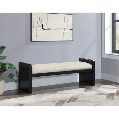 Sonia Cream Velour Fur Fabric Bench