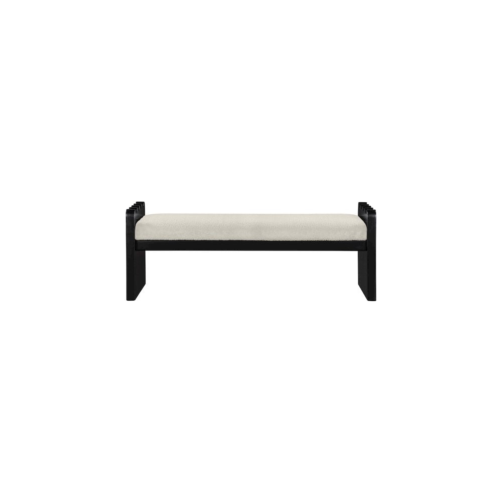 Sonia Cream Velour Fur Fabric Bench