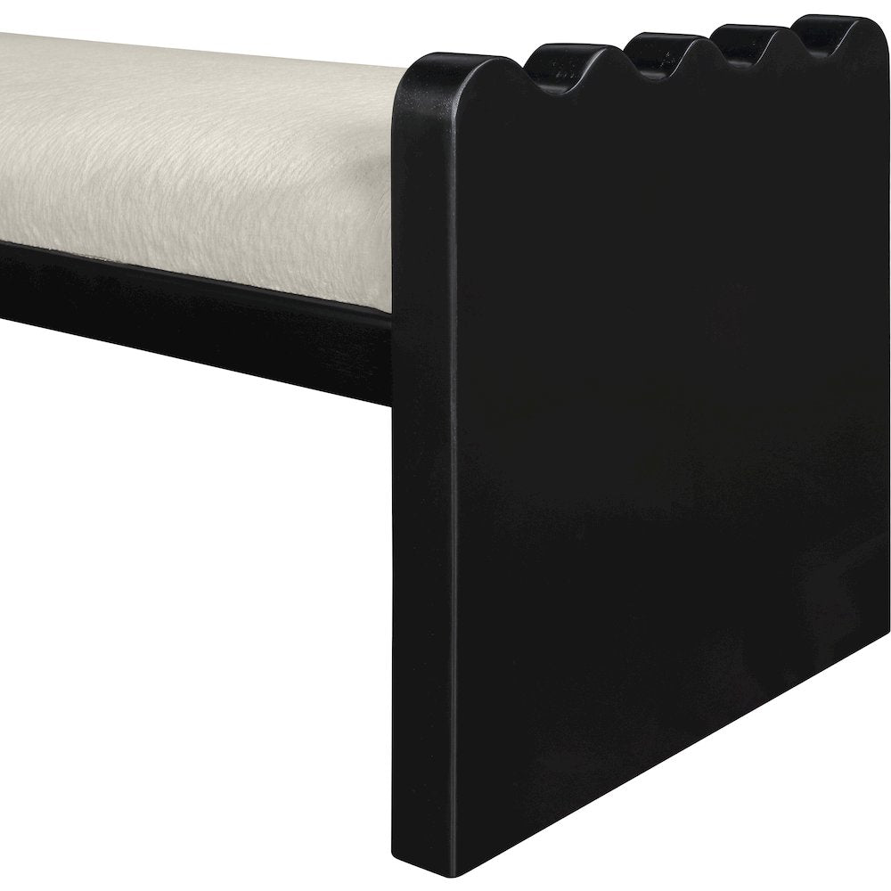 Sonia Cream Velour Fur Fabric Bench