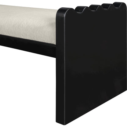 Sonia Cream Velour Fur Fabric Bench