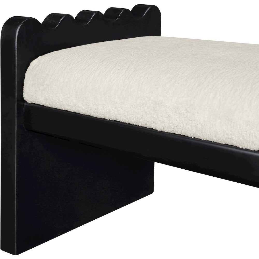 Sonia Cream Velour Fur Fabric Bench