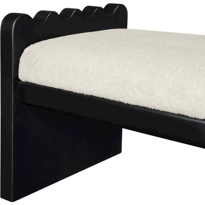 Sonia Cream Velour Fur Fabric Bench