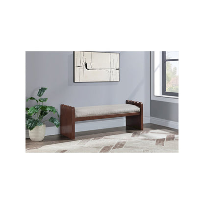 Sonia Beige Velour Fur Fabric Bench