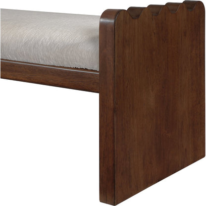 Sonia Beige Velour Fur Fabric Bench