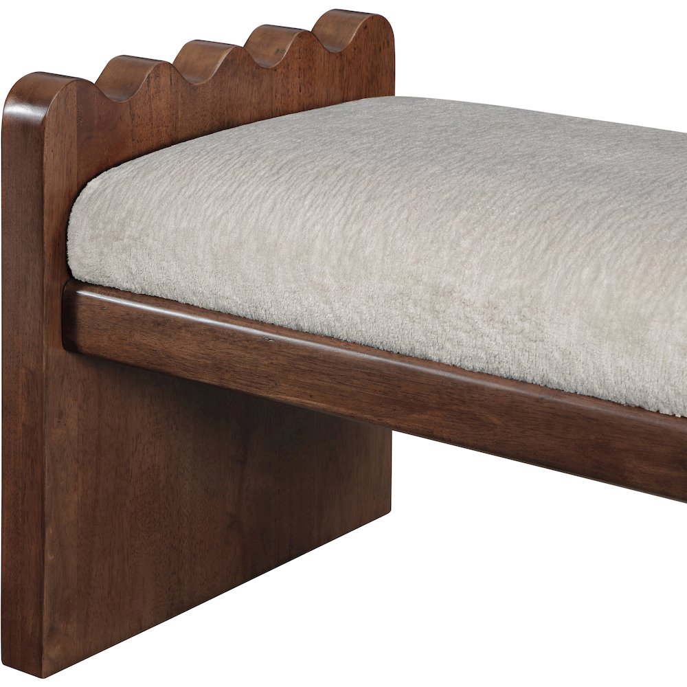 Sonia Beige Velour Fur Fabric Bench
