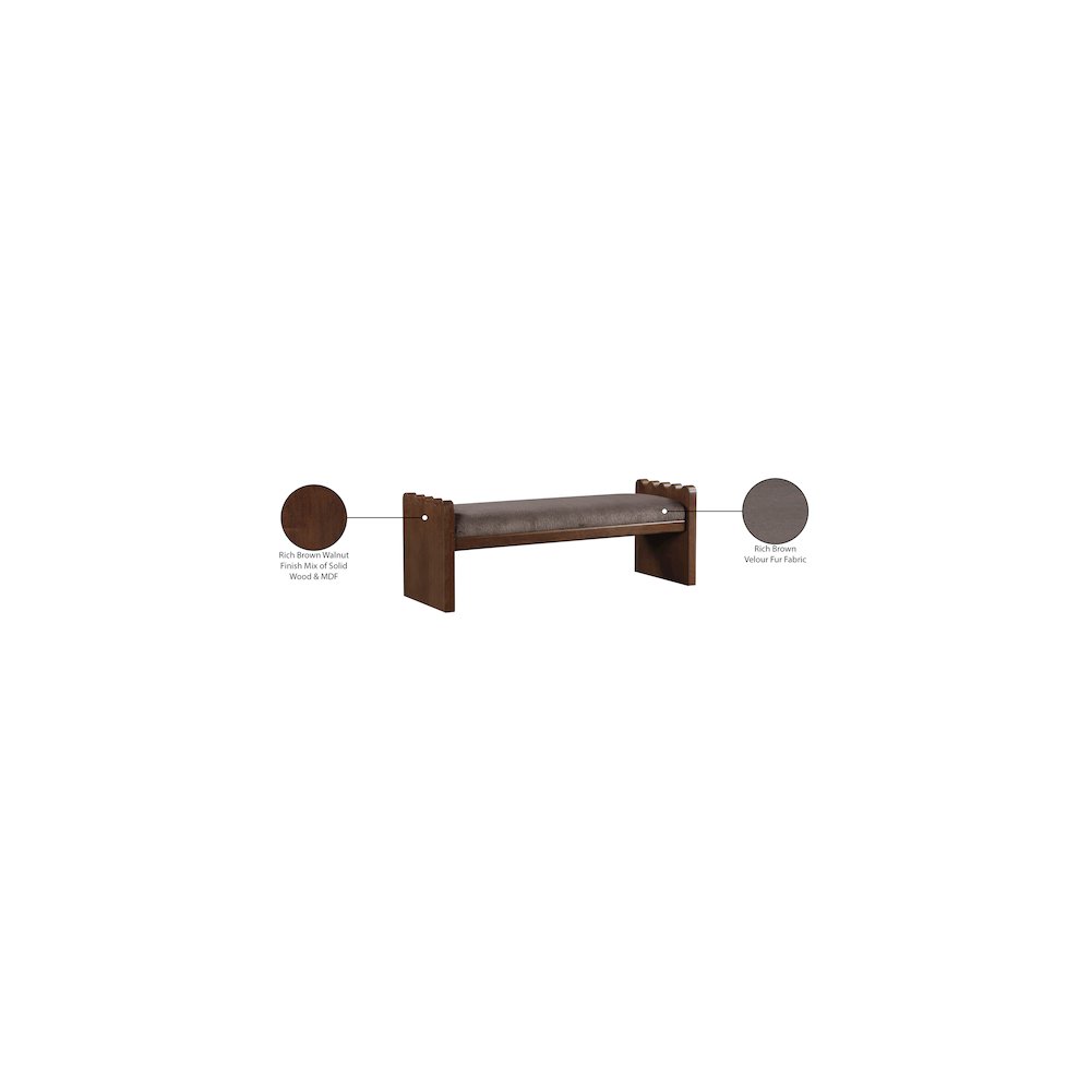 Sonia Brown Velour Fur Fabric Bench