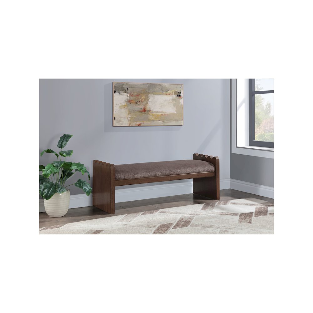 Sonia Brown Velour Fur Fabric Bench
