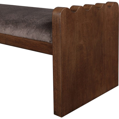 Sonia Brown Velour Fur Fabric Bench